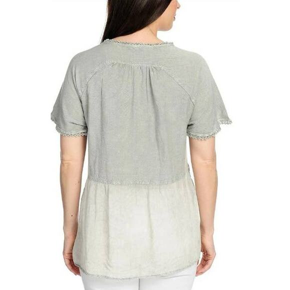 OSO Casuals Women's Grey Short Sleeve Top with Embroidery 1XL NWT - Picture 3 of 10